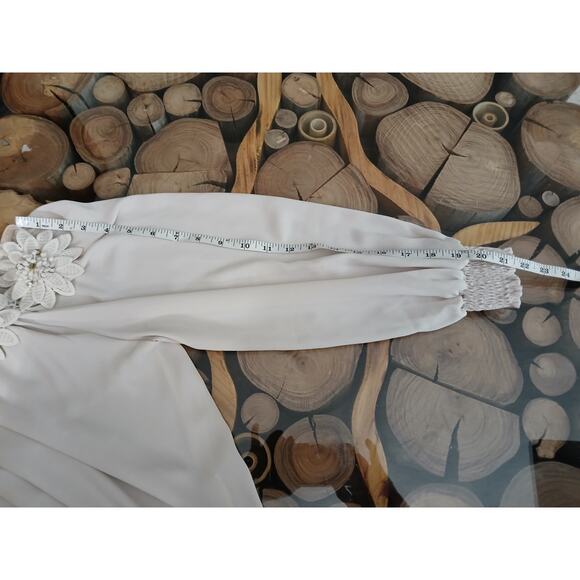 Vintage Joseph Ribkoff Peasant Blouse Embellished Floral Off Shoulder Top Size 4 - Picture 7 of 8